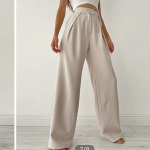 Elegant Cream Wide-Leg Pants